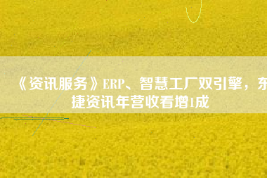 《資訊服務(wù)》ERP、智慧工廠雙引擎，東捷資訊年營收看增1成