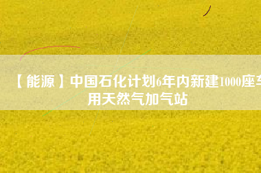 【能源】中國石化計(jì)劃6年內(nèi)新建1000座車用天然氣加氣站