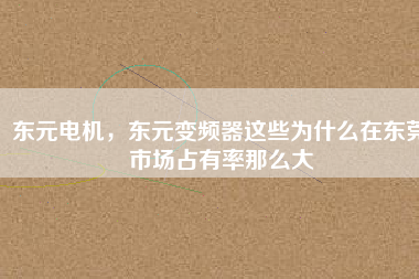 東元電機，東元變頻器這些為什么在東莞市場占有率那么大