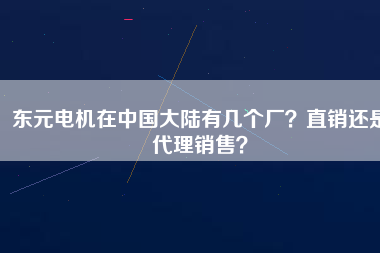 東元電機在中國大陸有幾個廠？直銷還是代理銷售？